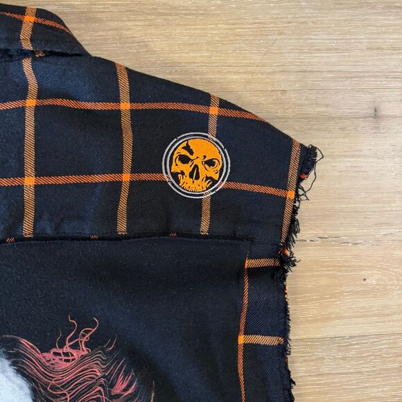 Demons Behind Me Black Orange Upcycle Vest Killer Clown Back Size Large Custom - Picture 3 of 8